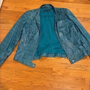 Lafayette 148 Turquoise Leather Jacket
